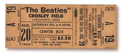 The Beatles - August 20, 1966 Ticket