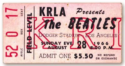 The Beatles - August 28, 1966 Ticket