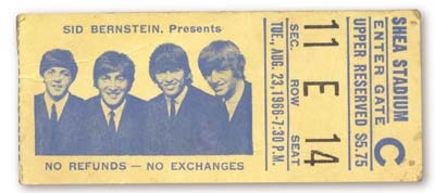 The Beatles - August 23, 1966 Ticket