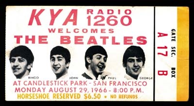 The Beatles - August 29, 1966 Ticket