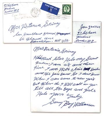 American Bandstand Collection - 1964 Sonny Boy Williamson Handwritten Letter