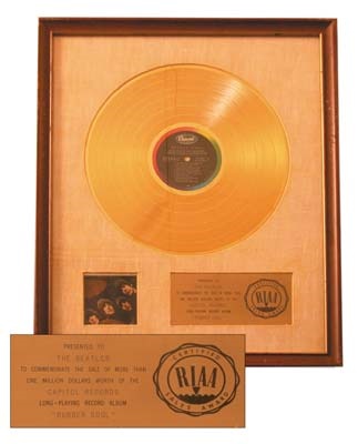 The Beatles Rubber Soul Gold Record Award