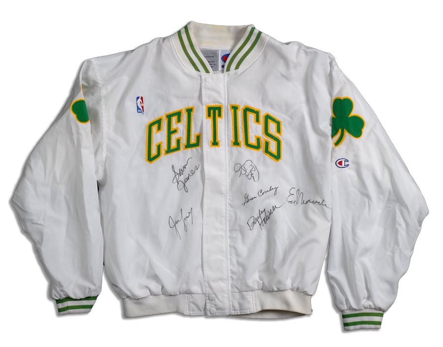 - Boston Celtics Autographed Warm Up Jacket with Larry Bird and Sam Jones