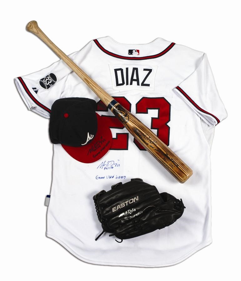 Game Used Baseball Jerseys and Equipment - 2007 Matt Diaz Game Used Atlanta Braves Autographed Collection