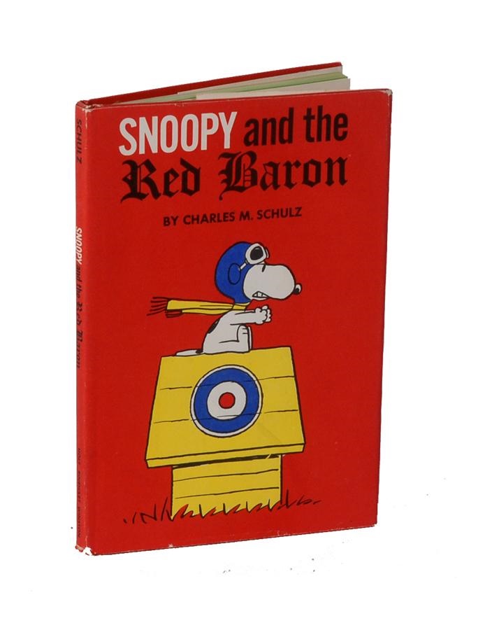 Rock And Pop Culture - Charles Schultz Signed Red Baron Book with Drawing and Inscription