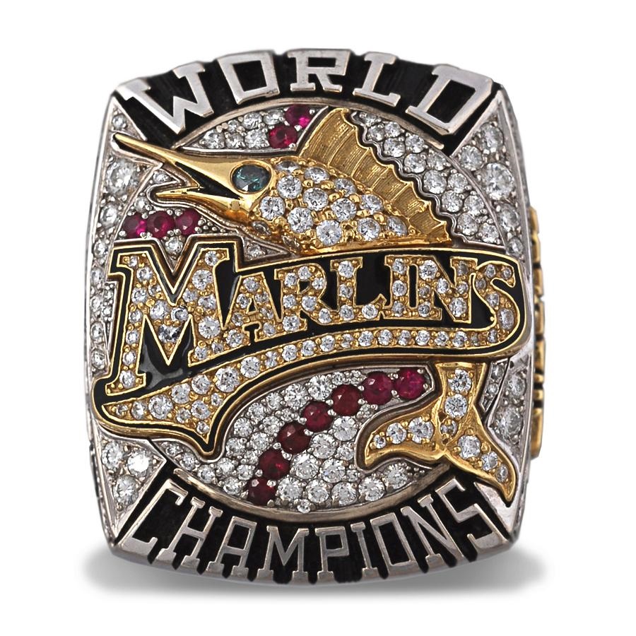 Baseball Rings, Trophies, Awards and Jewel - 2003 Florida Marlins Colossal Championship Ring with Box and Appraisal