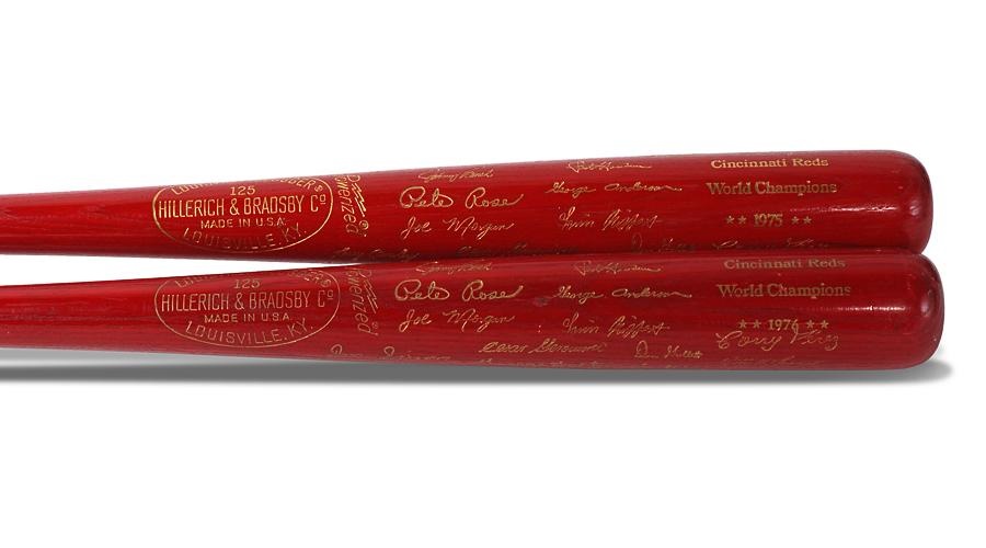 Baseball Memorabilia - Cincinnati Reds Commemorative Bats from 1975 and 1976