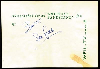 American Bandstand Collection - Sam Cooke Signed A.B. Autograph Sheet (6x4. 25)