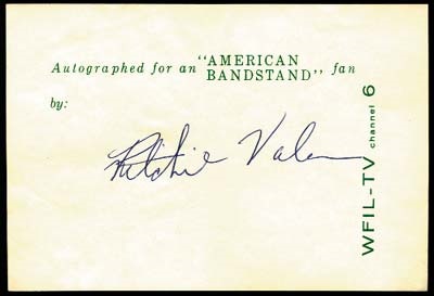 American Bandstand Collection - Richie Valens Signed A. B. Autograph Sheet (6x4.25)