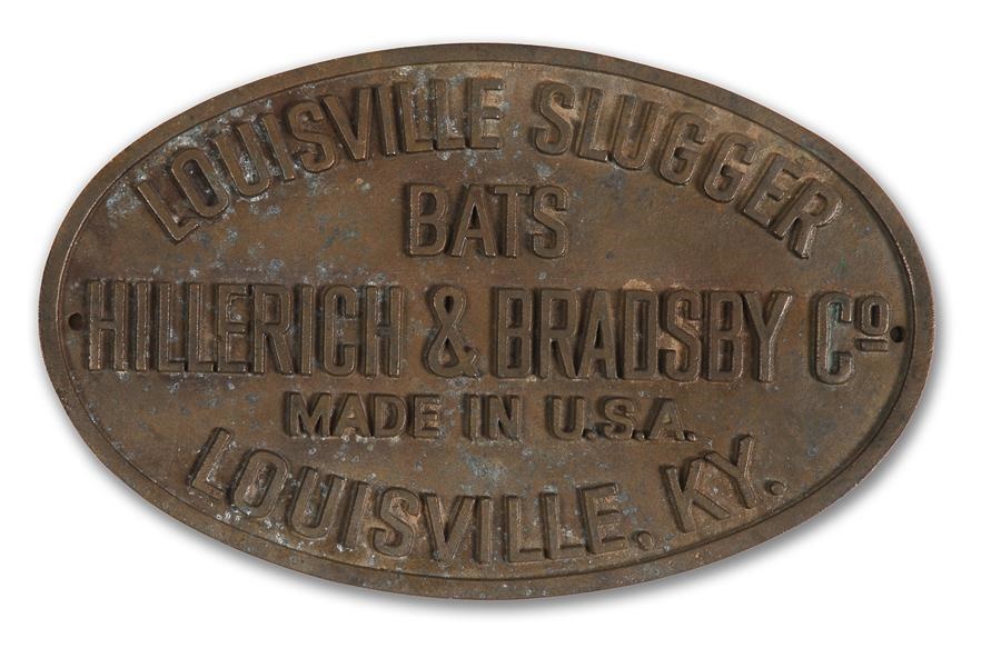 Baseball Memorabilia - Hillerich and Bradsby Brass Sign