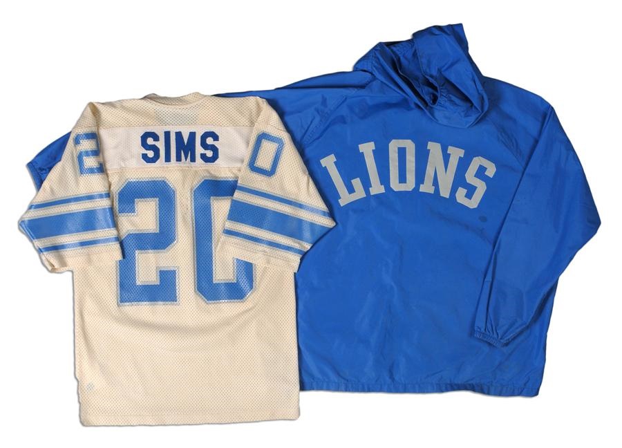 - Billy Sims Early 1980s Lions Game Used Jersey & Team Issued Jacket