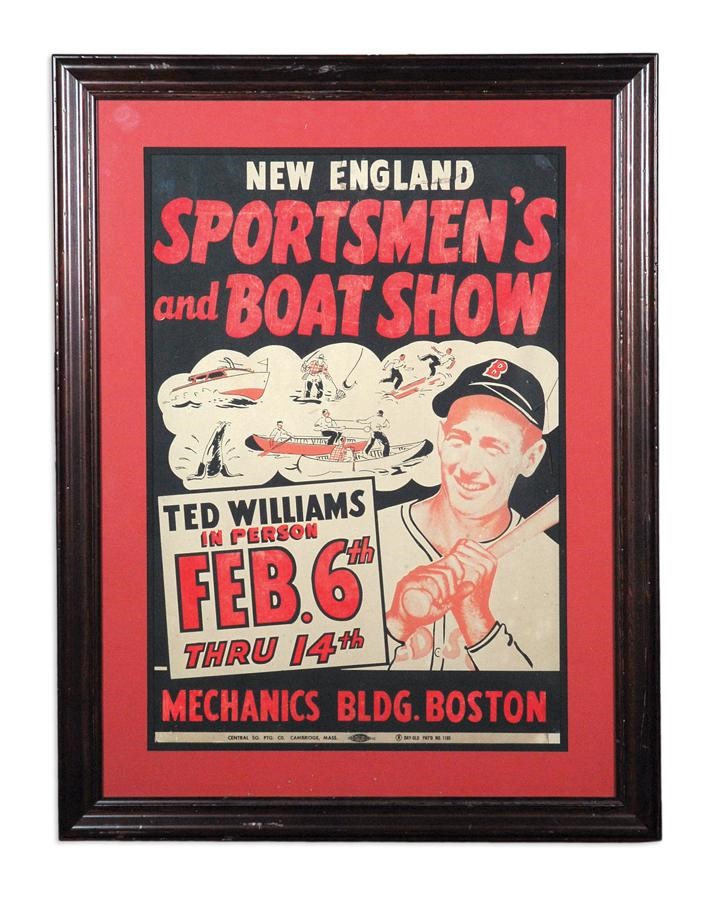 Boston Sports - Ted Williams 1950s Boat Show Advertising Poster