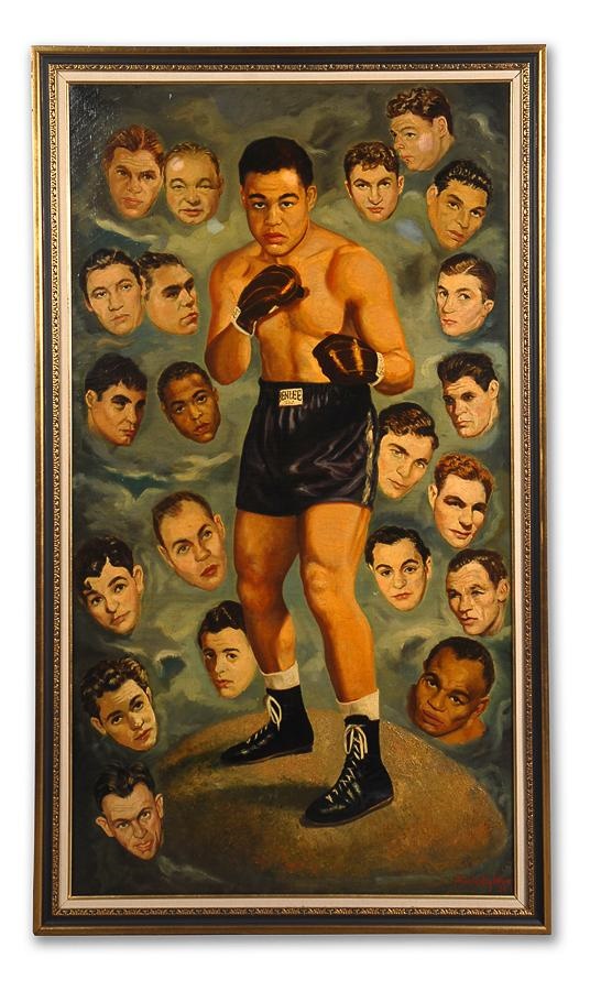 Jim Jacobs Collection - Large 1950 Joe Louis Oil Painting by Wilson