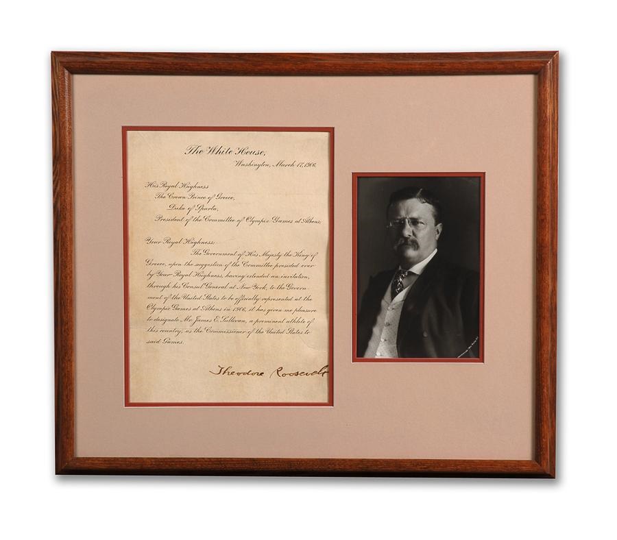 Jim Jacobs Collection - 1906 Theodore Roosevelt Signed Letter & Original Photo Regarding The Olympics