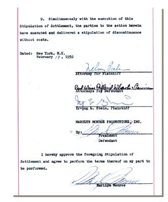 Marilyn Monroe Double Signed Contract