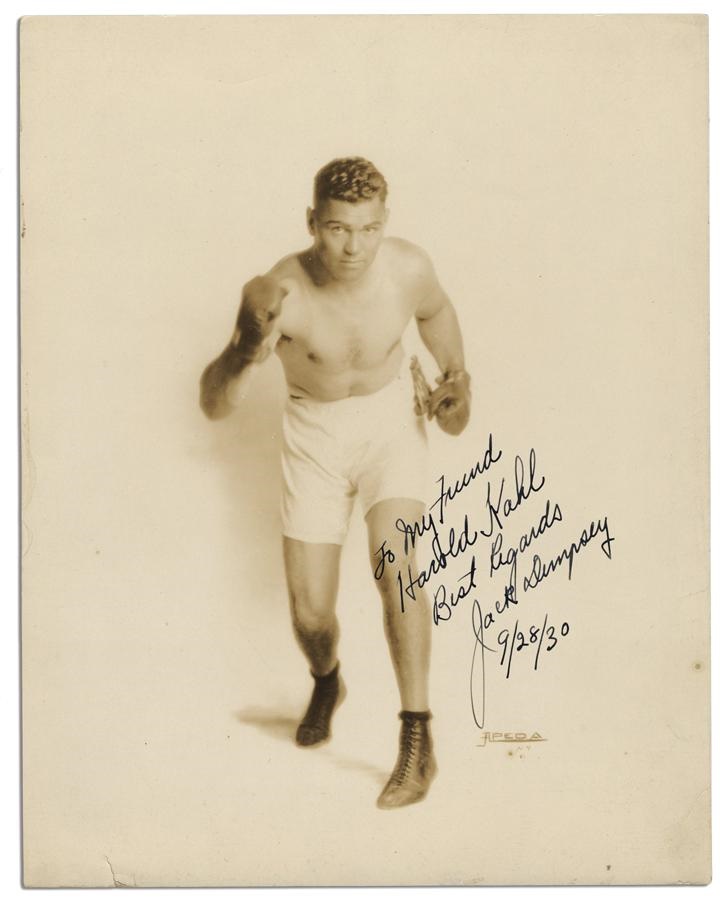 - Jack Dempsey Signed and Dated 9/28/30 Photo