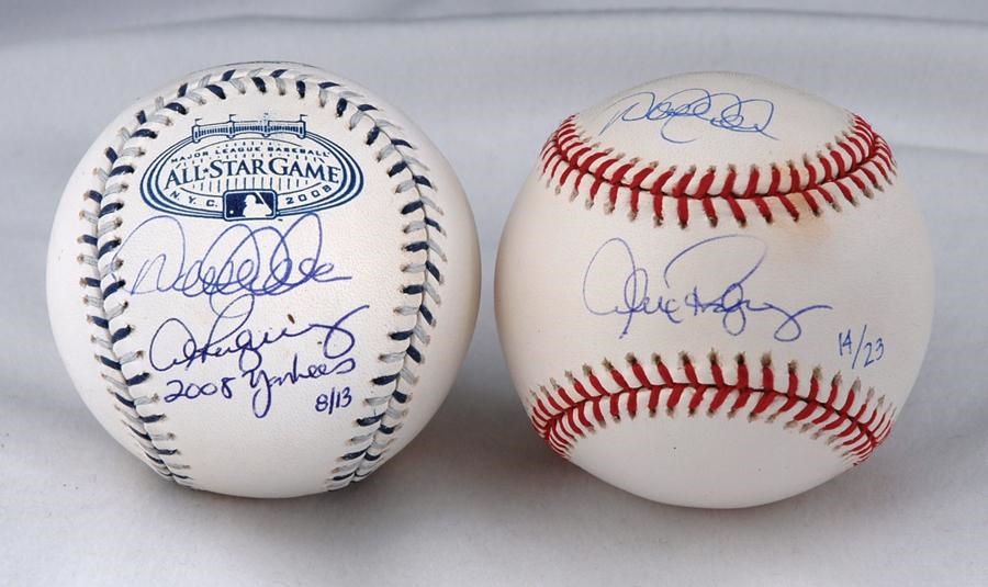 Baseball Memorabilia - 2 Limited Edition Derek Jeter and Alex Rodriquez Signed Baseballs