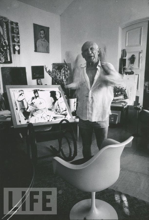 The Arts - Pablo Picasso Showing Off His Latest Painting by Gjon Mili (1904 - 1984)