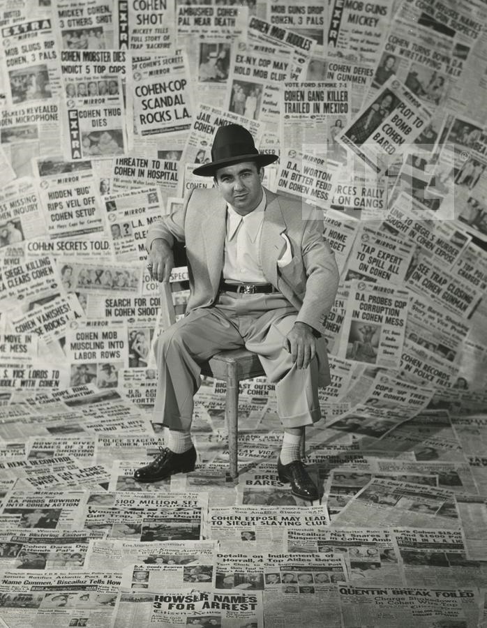 U.S. History - Mickey Cohen Sits Amongst His Headlines by Ed Clark (1912 - 2000)