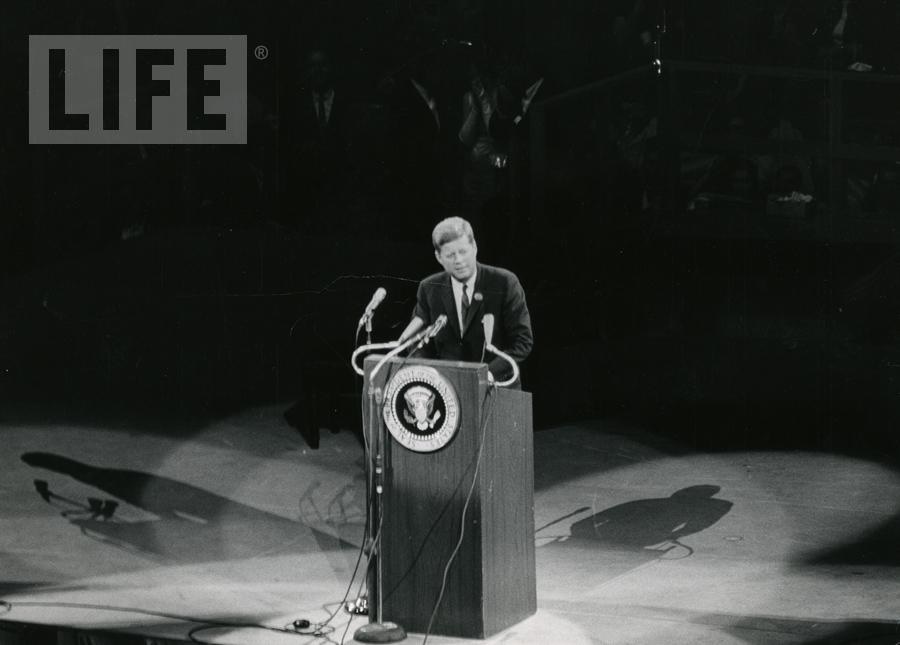 U.S. History - President John F. Kennedy Speaking by Yale Joel (1919 - 2006)