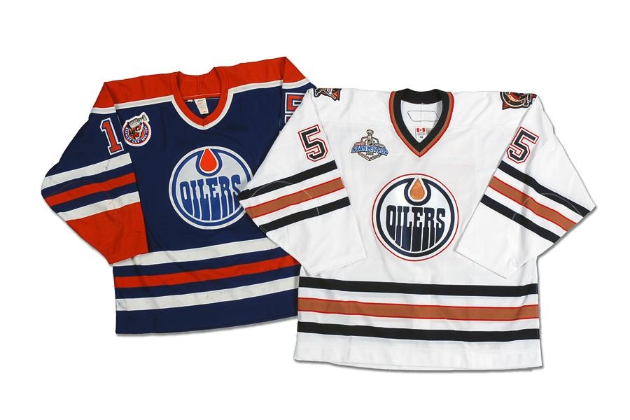 Game Used Hockey - 1992-93 Kevin Todd Game Worn & 2006 Igor Ulanov Stanley Cup Finals Game Issued Edmonton Oilers Jerseys (2)