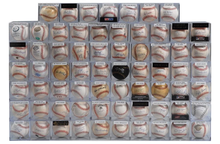 - Large Collection of Single Signed Pitcher Baseballs (79)