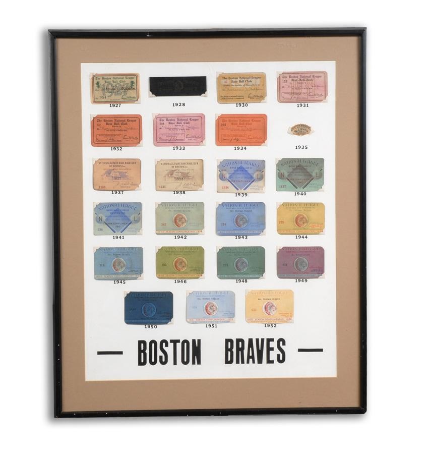 1927-52 Boston Braves Season Passes in Frame