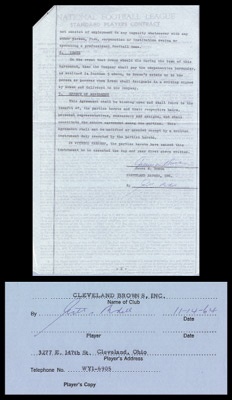 Football - 1964 Jim Brown Cleveland Browns Contract