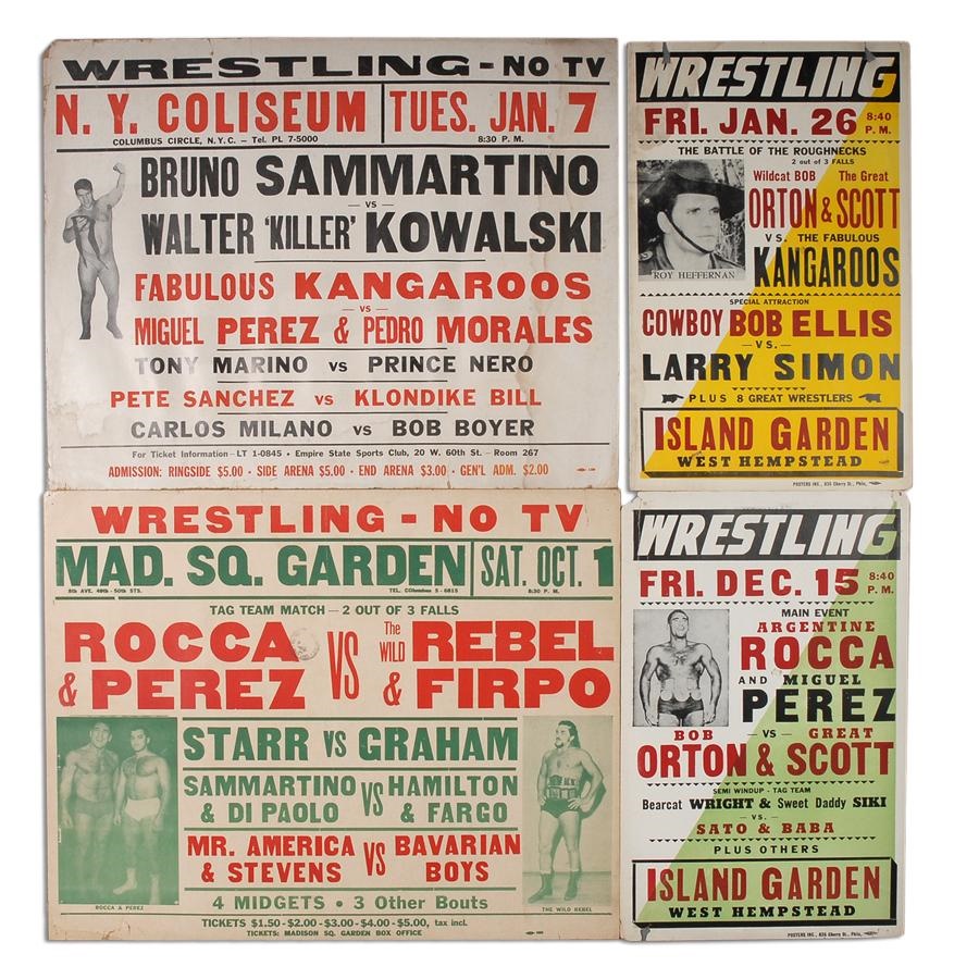 - Lot of 4 Original Early-1960s Onsite Wrestling Posters