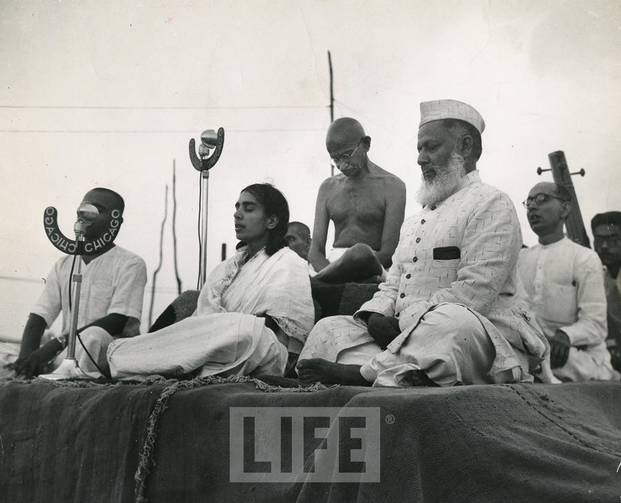 World History - Mohandas Gandhi Praying by Margaret Bourke-White (1904-1971)