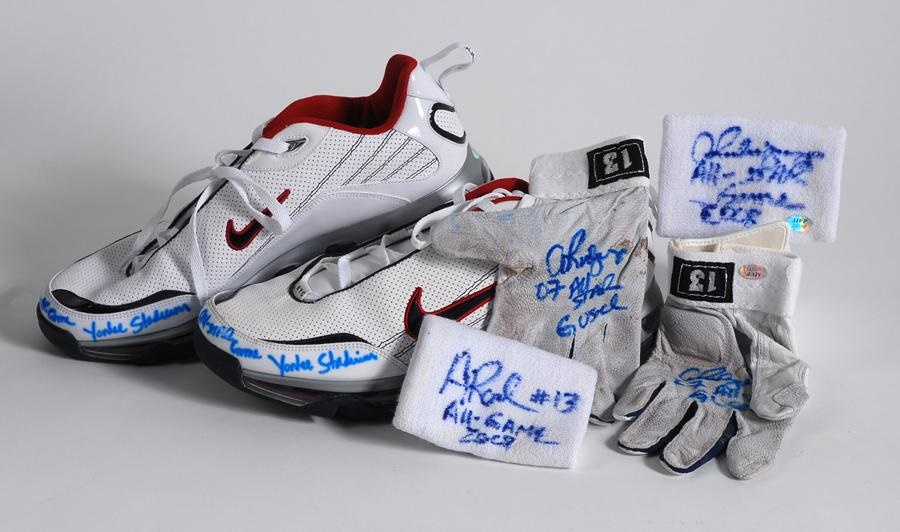 - Alex Rodriquez 2007 Signed All Star Game Used Batting Gloves, 2009 Signed All Star Wrist Bands and Game Issued Shoes