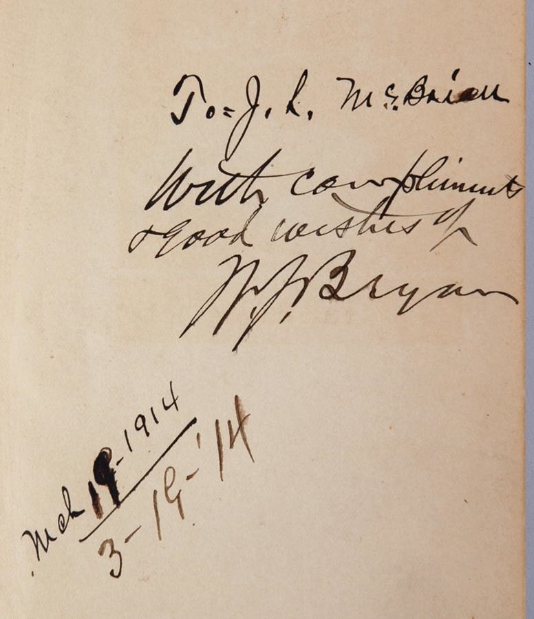 Rock And Pop Culture - Signed Copy of "Speeches of William Jennings Bryan, Volume I"