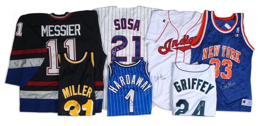 - Collection of Signed Baseball, Basketball and Hockey Jerseys with UDA Griffey and Hardaway