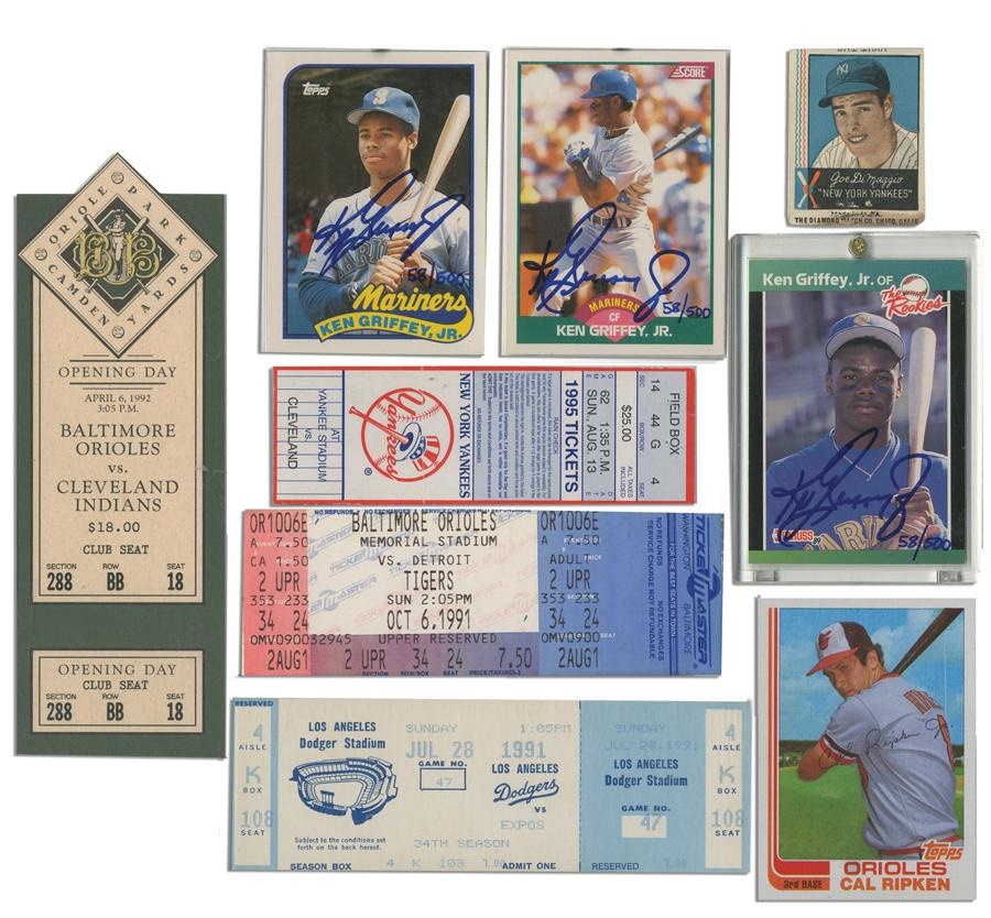 Baseball Memorabilia - Collection of Tickets and Signed Baseball Cards