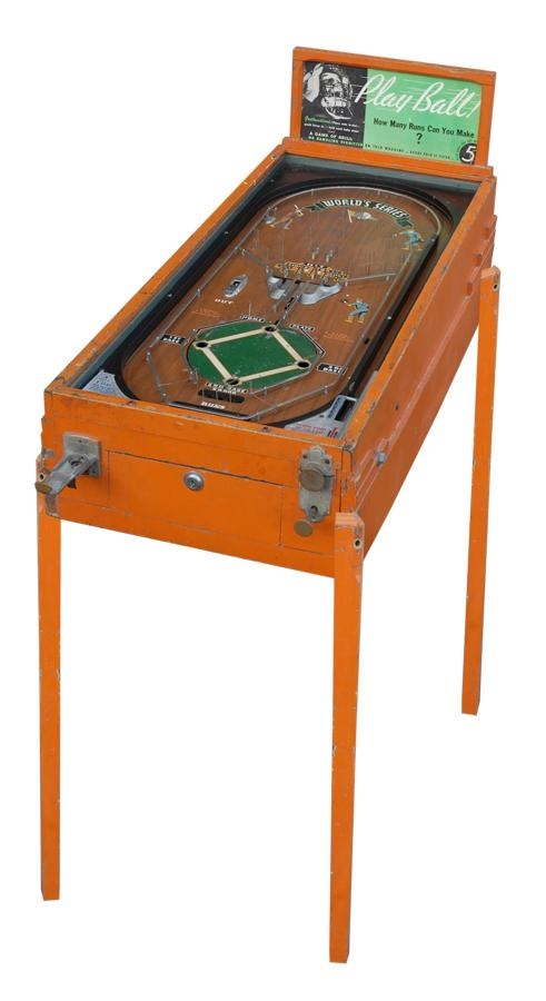 1930s World Series Pinball Machine with Rare Sign