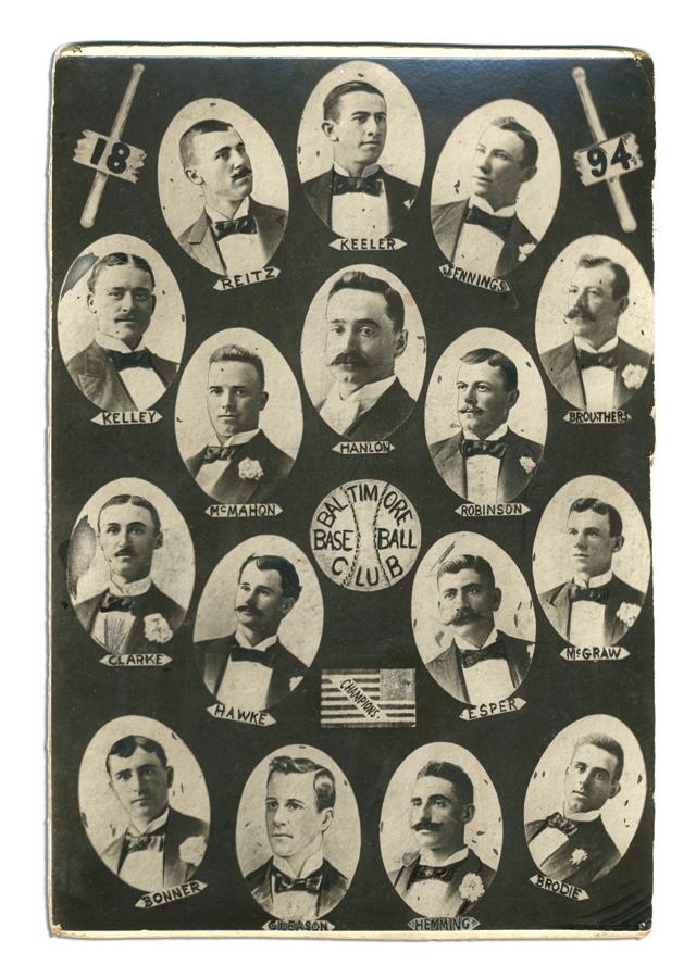 Baseball Memorabilia - 1894 Baltimore Orioles Champions "Ovals" Display Photograph