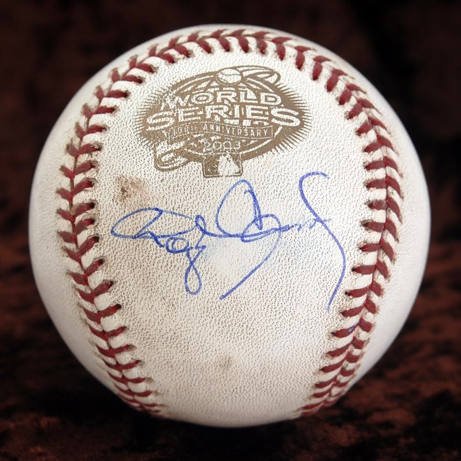 NY Yankees, Giants & Mets - 2003 World Series Game 4 Used Baseball Signed by Roger Clemens MLB Hologram
