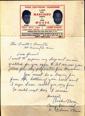 - 1955 Archie Moore Handwritten Letter