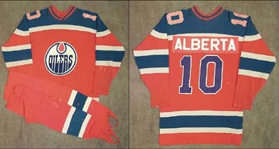 Hockey Sweaters - 1972 WHA Alberta Oilers Game Worn Jersey & Socks
