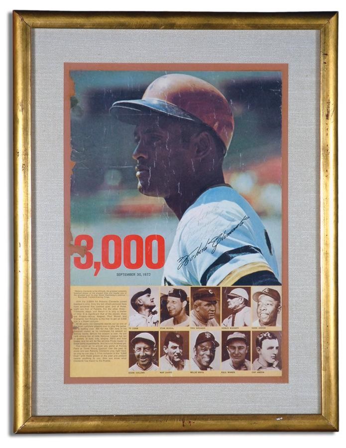 Baseball Memorabilia - Roberto Clemente 3,000 Hit Signed Poster
