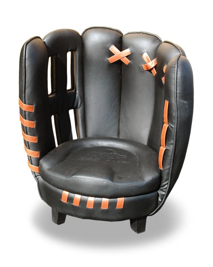 Baseball Memorabilia - Budweiser Beer Giant Leather Baseball Glove Chair