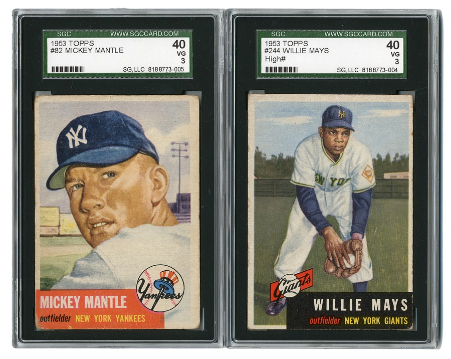 - 1953 Topps Mickey Mantle and Willie Mays SGC Graded
