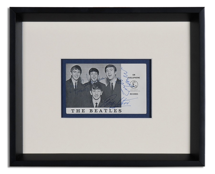 The Beatles Signed Parlophone Promotional Framed Photo Card