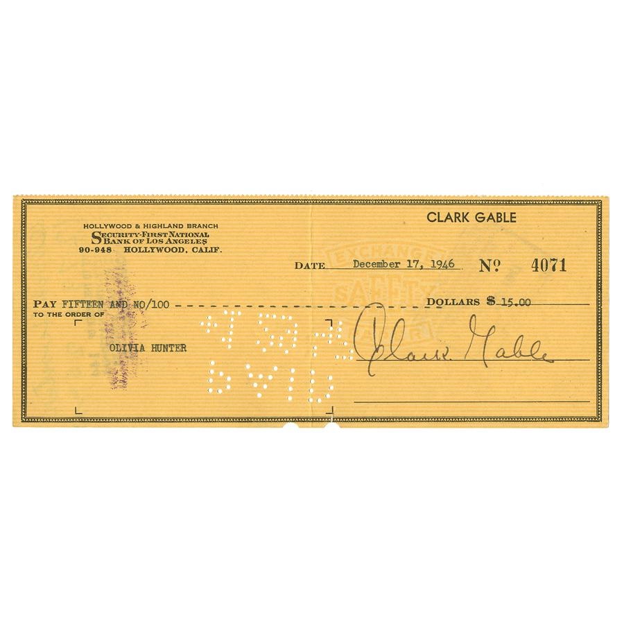 The R.T. Collection - Clarke Gable Signed Check and Errol Flynn Signed Photo
