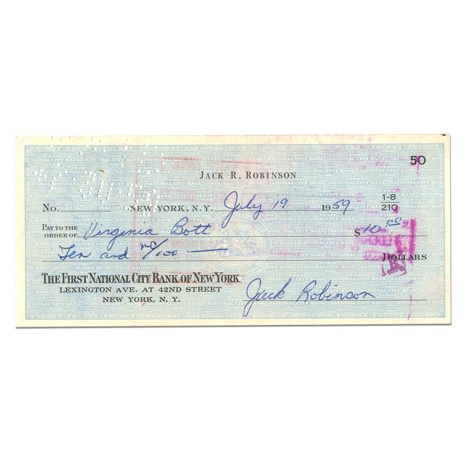 - 1959 Jackie Robinson Signed Bank Check