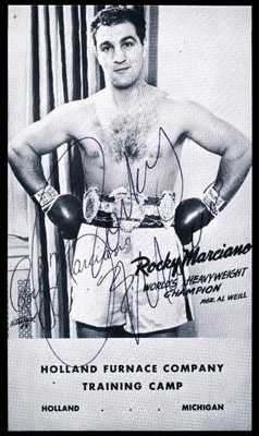 Muhammad Ali & Boxing - Rocky Marciano Signed Postcard