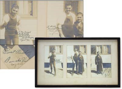 - 1923 Jack Dempsey & Pancho Villa Signed Photographs (11x19" framed)