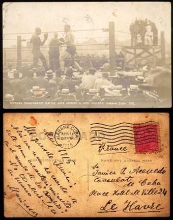 Muhammad Ali & Boxing - 1915 Johnson vs. Willard Postcard from Cuba