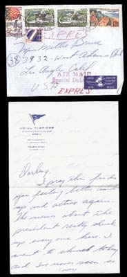 Muhammad Ali & Boxing - 1963 Sugar Ray Robinson Handwritten Letter with J.F.K. Assassination Content