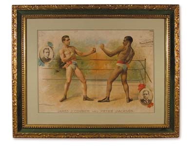 Muhammad Ali & Boxing - 1894 Corbett vs. Jackson Lithograph (24x30" framed)